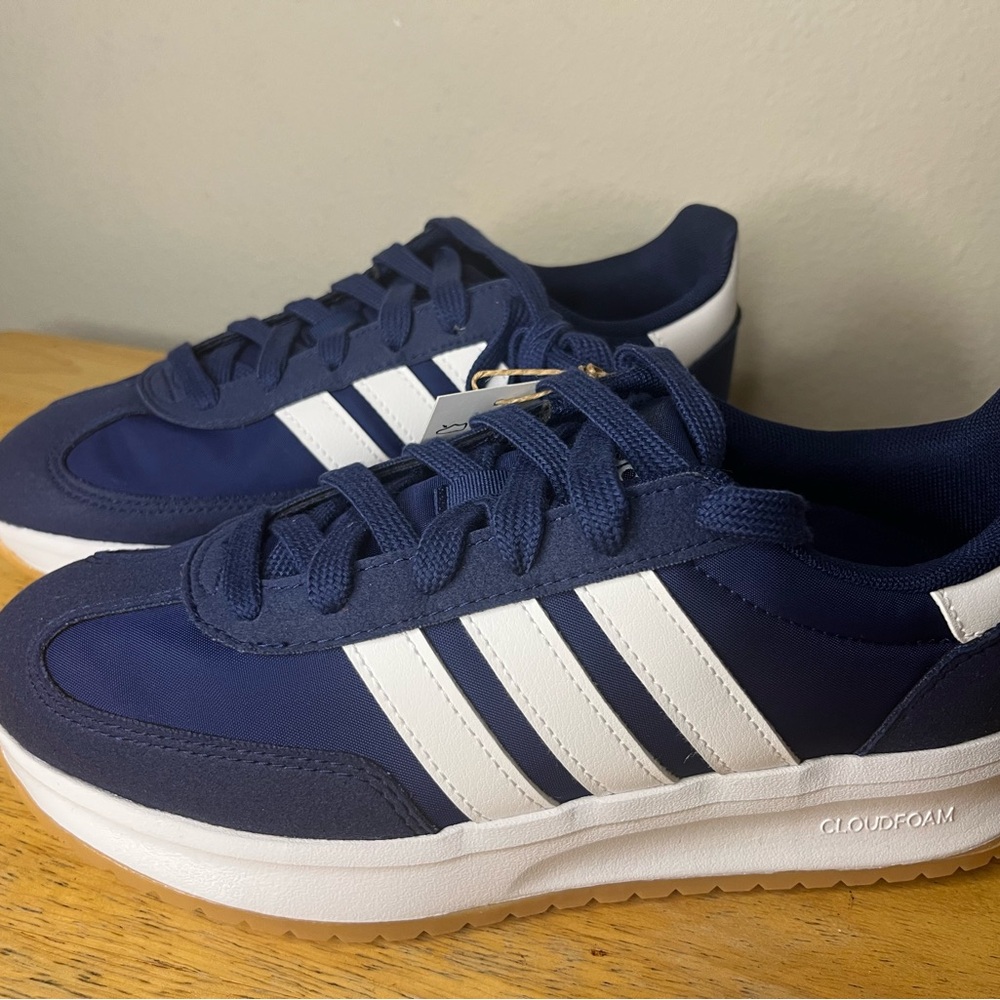 Adidas Run 70s Navy and White Sneakers- Size 5Y